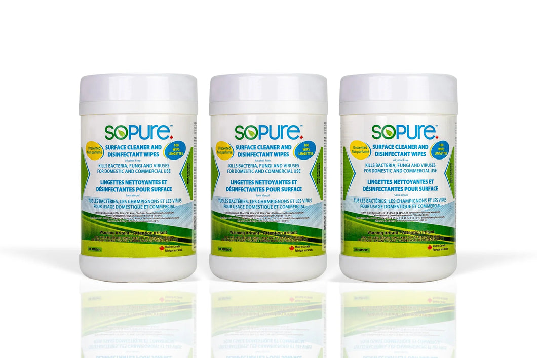 SoPure Surface Cleaner & Disinfectant Wipes | Unscented - 100 Count