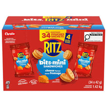 Load image into Gallery viewer, RITZ BITS | Mini Cheese Flavoured Sandwich Crackers - 34 Packs x 42 g
