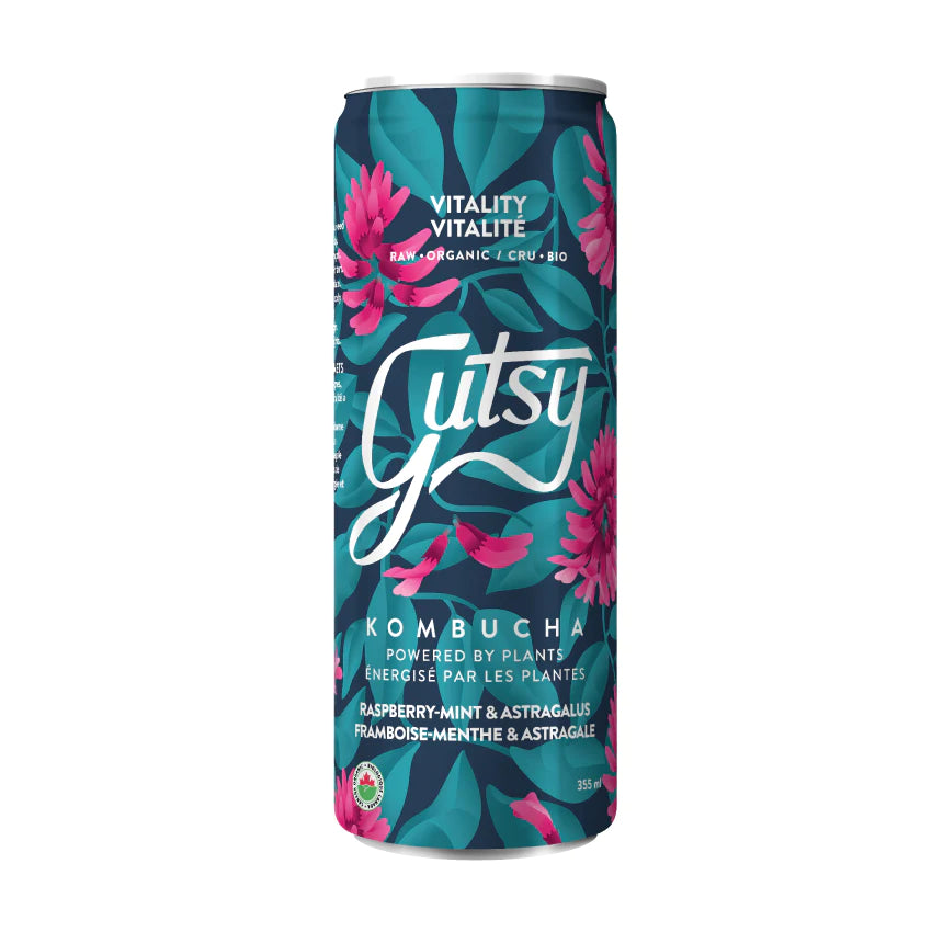 Gutsy | Kombucha | Vitality | Raspberry-Mint & Astragalus - 355mL