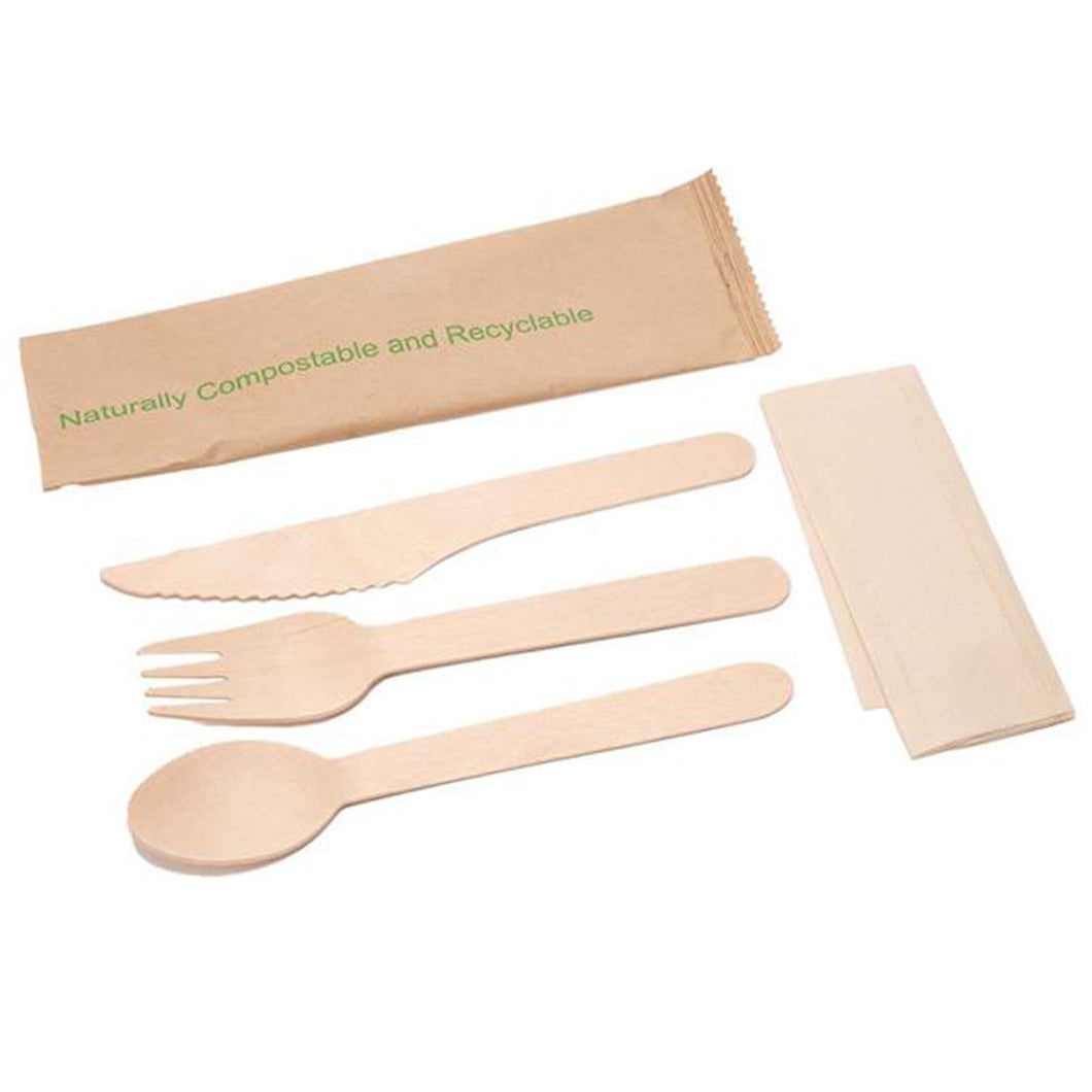 Wooden Disposable Cutlery Kit (F+S+K+N) - 500