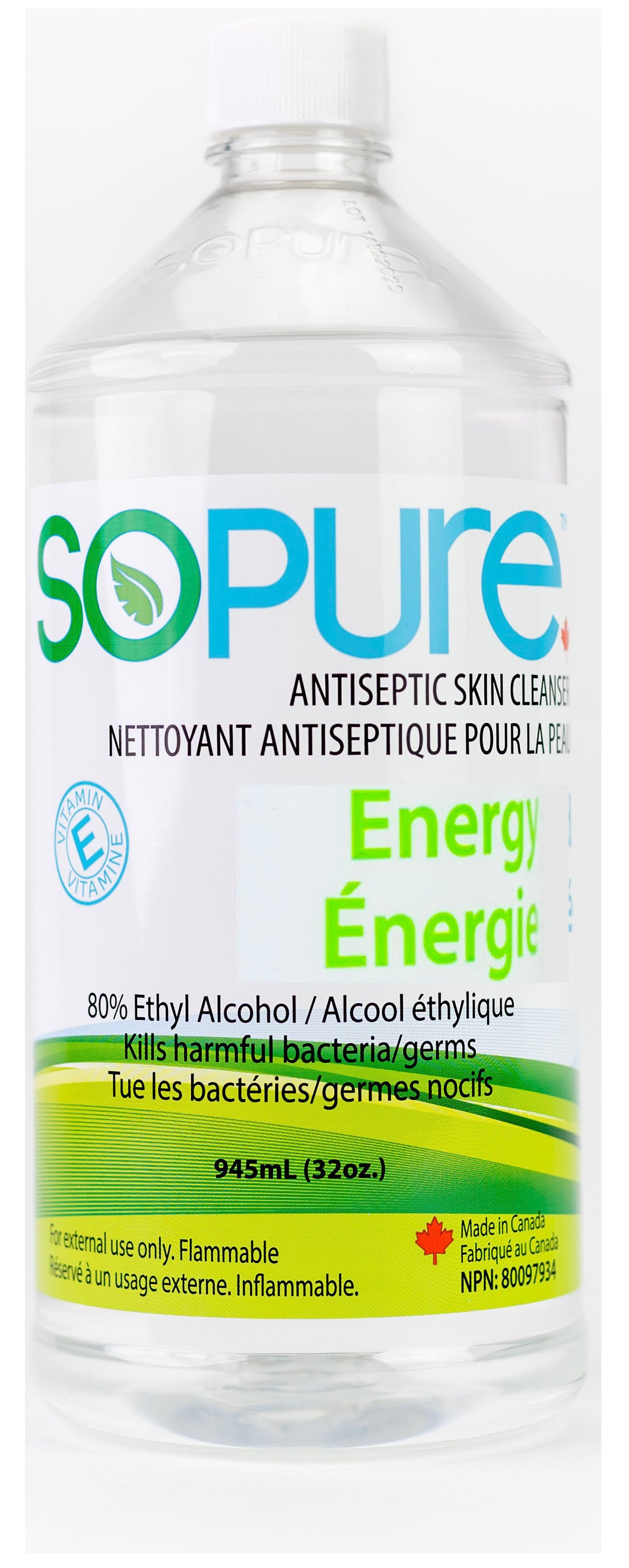 SoPure 80% Hand Sanitizer - 32oz (946ml) - Energy