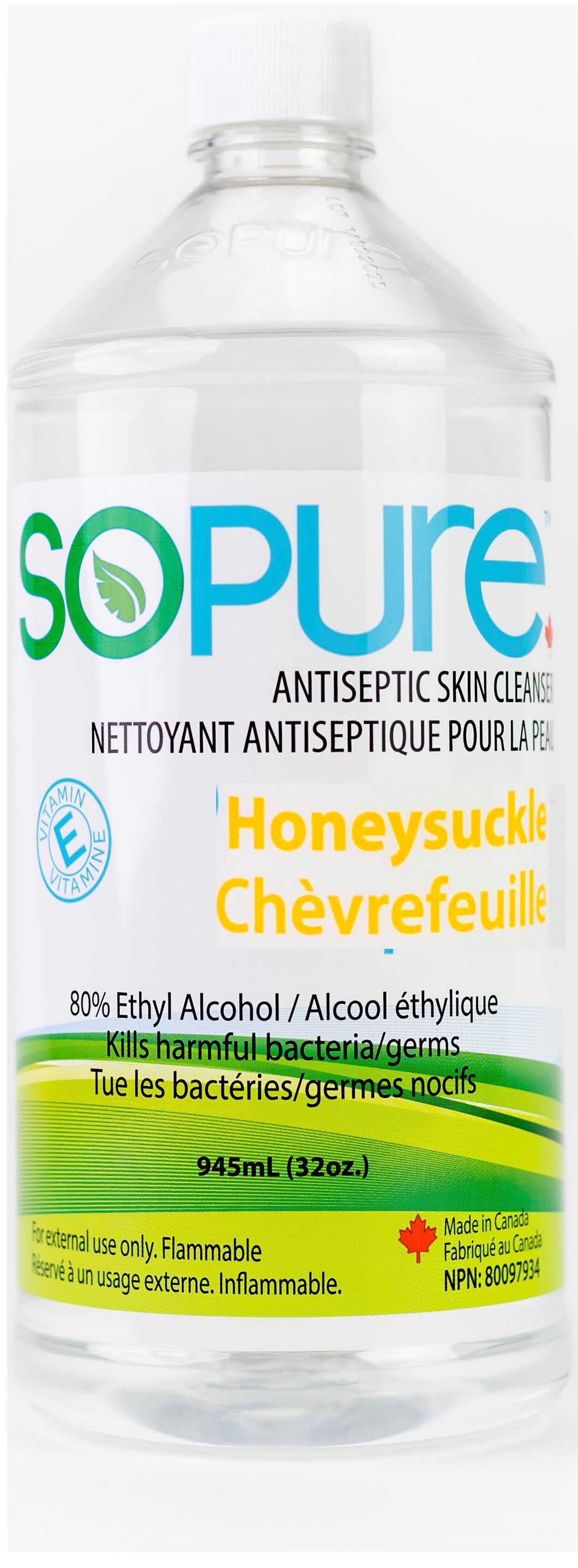 SoPure 80% Hand Sanitizer - 32oz (946ml) - Honeysuckle