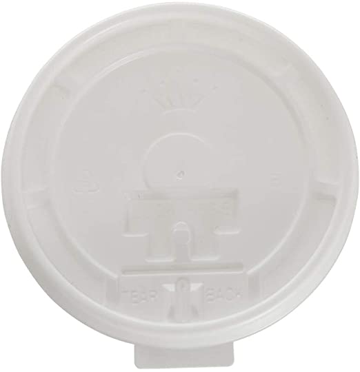 Disposable Foam Cup Flat Lids - White - 10oz - 1000 per case